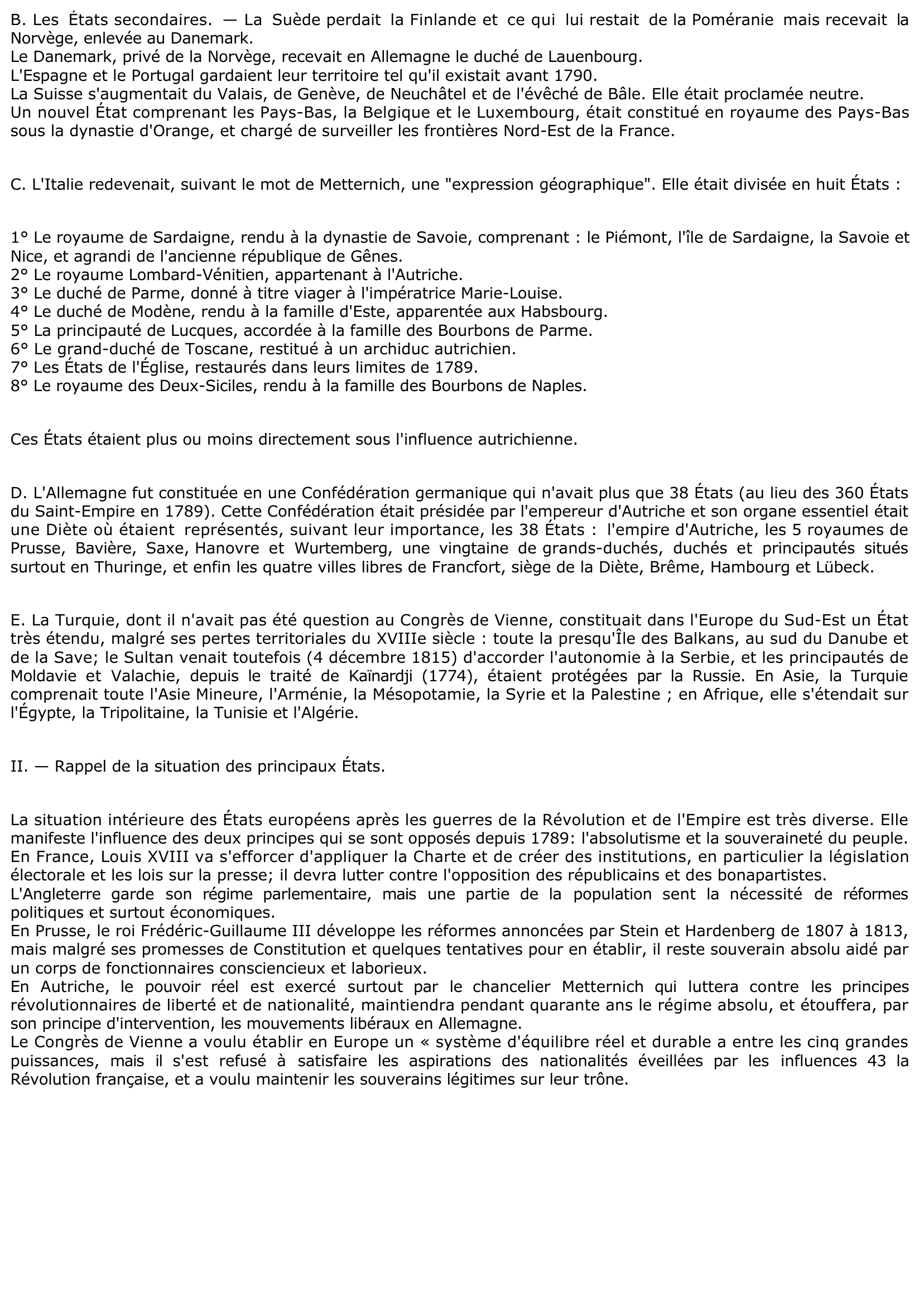 Prévisualisation du document L'EUROPE EN 1815 (histoire)