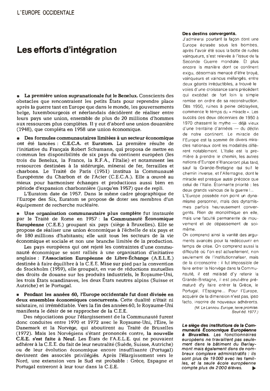 Prévisualisation du document L'EUROPE OCCIDENTALE: Les efforts d'intégration (en 1980)