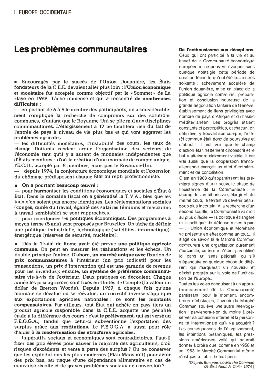 Prévisualisation du document L'EUROPE OCCIDENTALE: Les problèmes communautaires (en 1980)