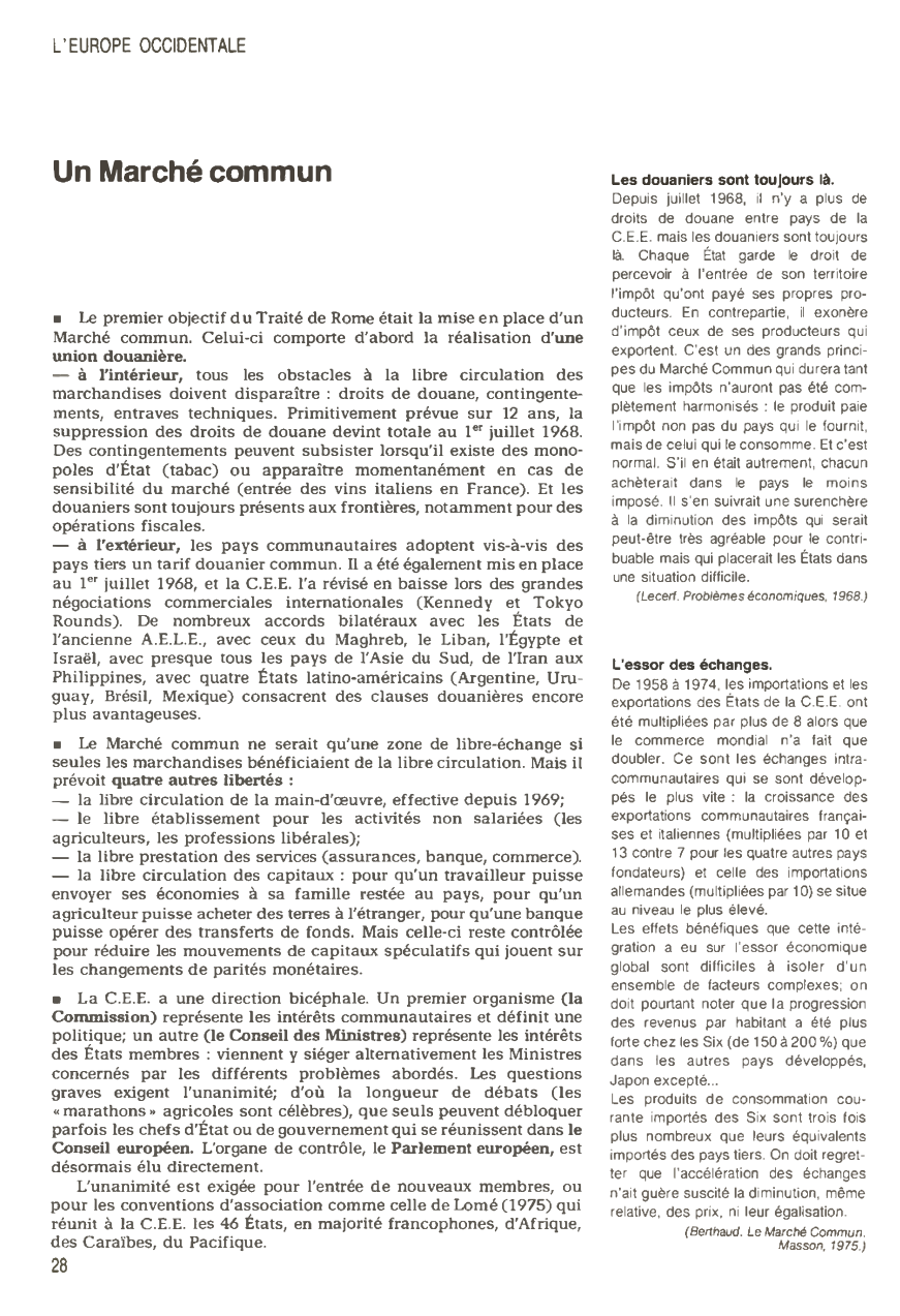 Prévisualisation du document L'EUROPE OCCIDENTALE: Un Marché commun (en 1980)