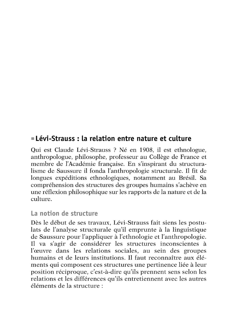 Prévisualisation du document Lévi-Strauss : la relation entre nature et culture