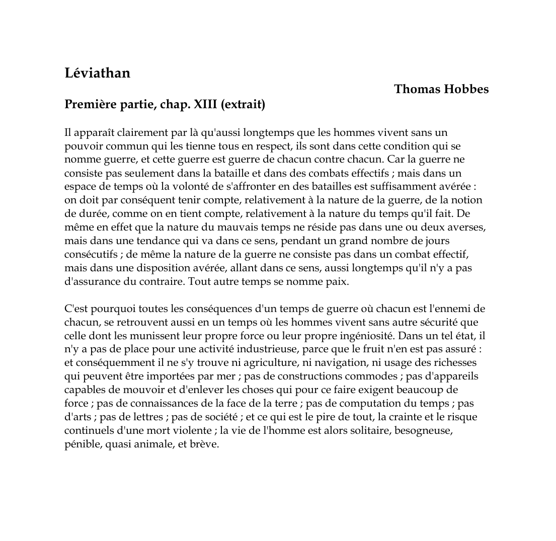 Prévisualisation du document LéviathanThomas HobbesPremière partie, chap.