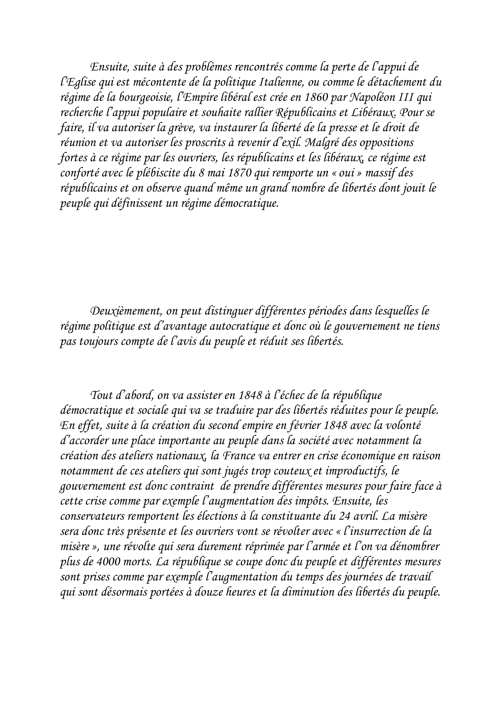 Prévisualisation du document L'EVOLUTION POLITIQUE DE LA FRANCE DE 1848 A 1870 (COMPOSITION HISTOIRE)
