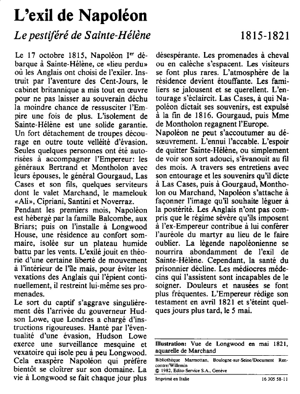 Prévisualisation du document L'exil de NapoléonLe pestiféré de Sainte-Hélène.