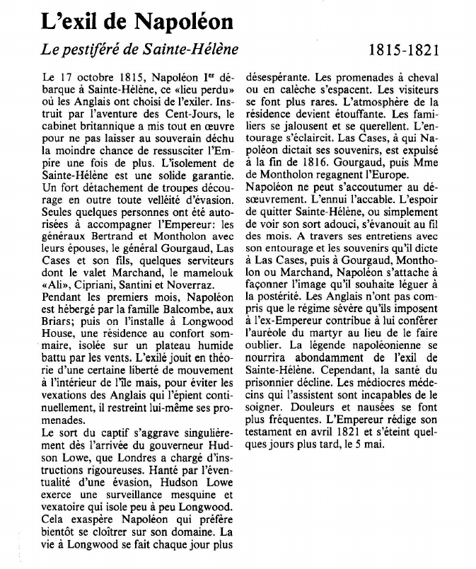 Prévisualisation du document L'exil de NapoléonLe pestiféré de Sainte-Hélène.