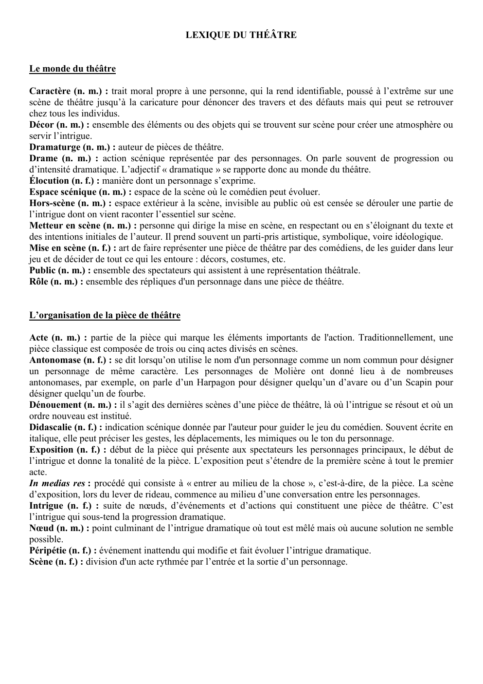 Prévisualisation du document Lexique dramatique