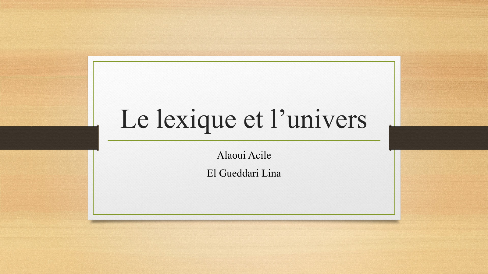 Prévisualisation du document Lexique et l univers