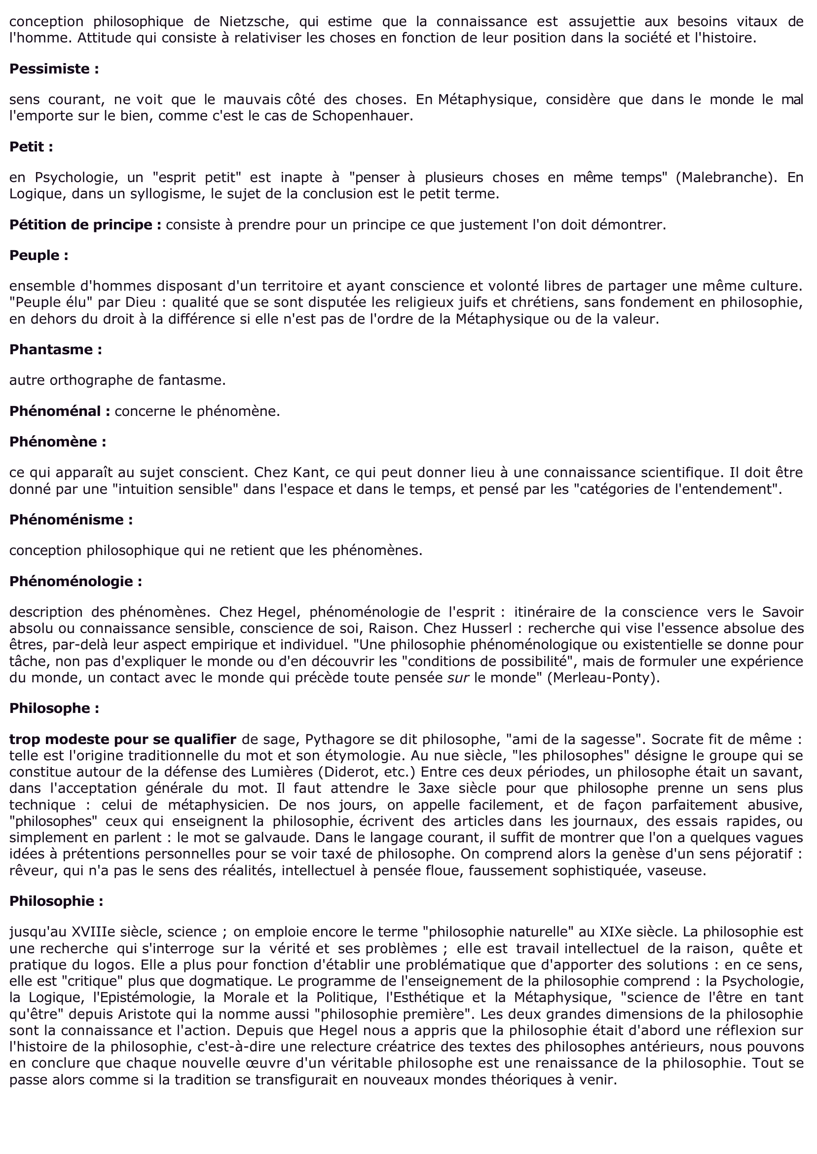 Prévisualisation du document LEXIQUE PHILOSOPHIQUE (de PENSEE à PHILOSOPHIE)