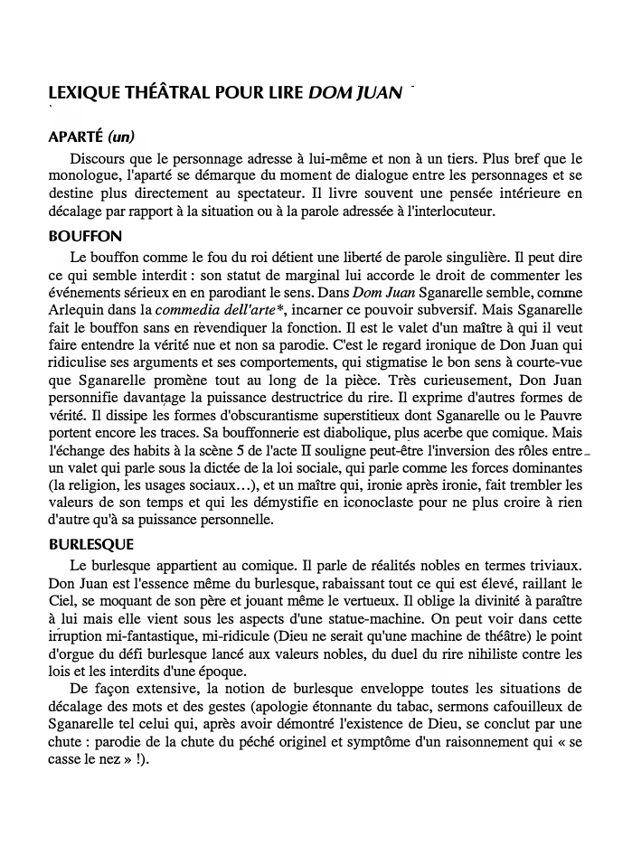 Prévisualisation du document LEXIQUE THÉÂTRAL POUR LIRE DOM JUAN
