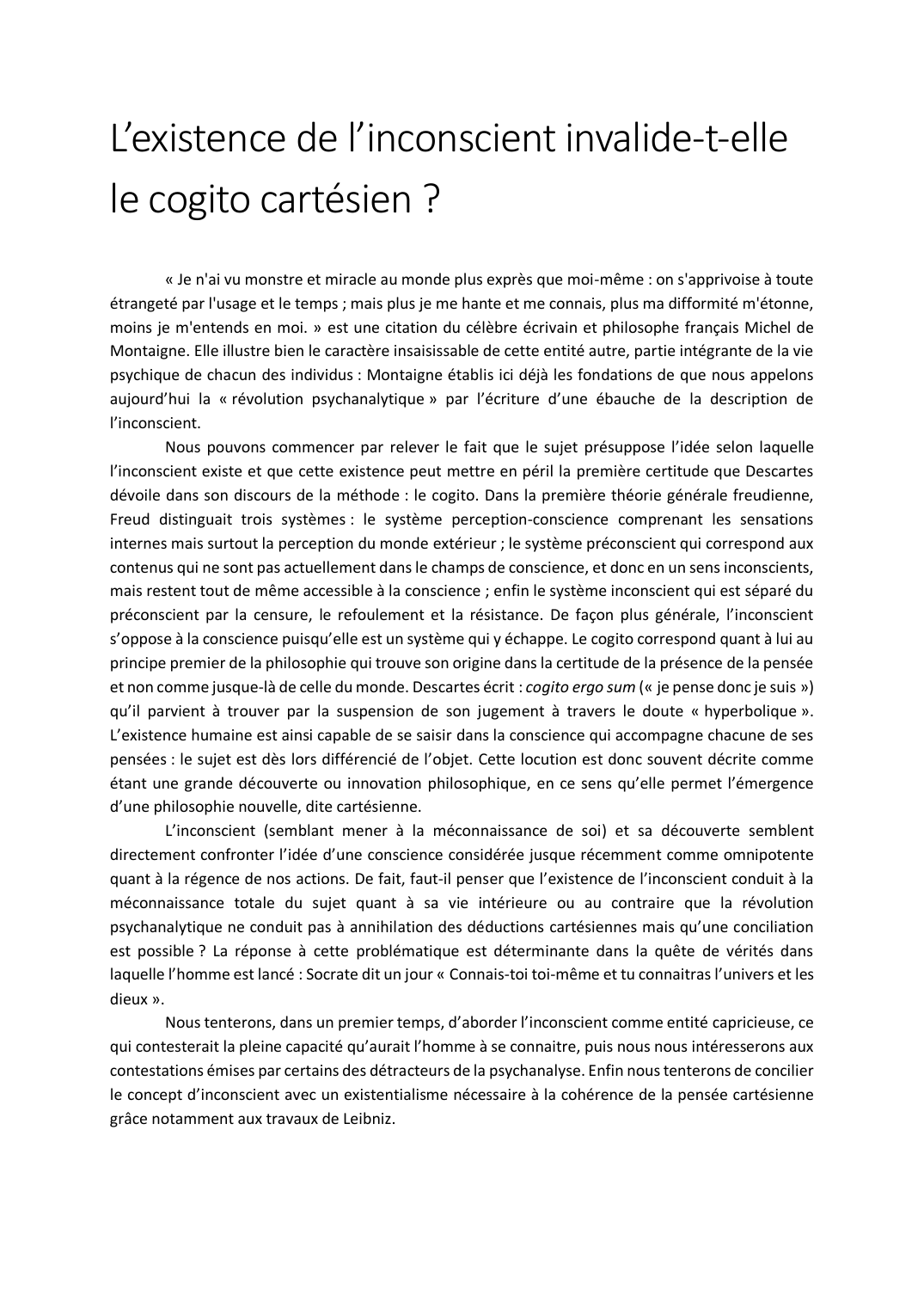 Prévisualisation du document L’existence de l’inconscient invalide-t-elle le cogito cartésien ?
