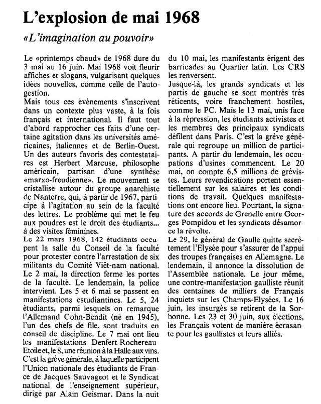 Prévisualisation du document L'explosion de mai 1968:«L'imagination au pouvoir».