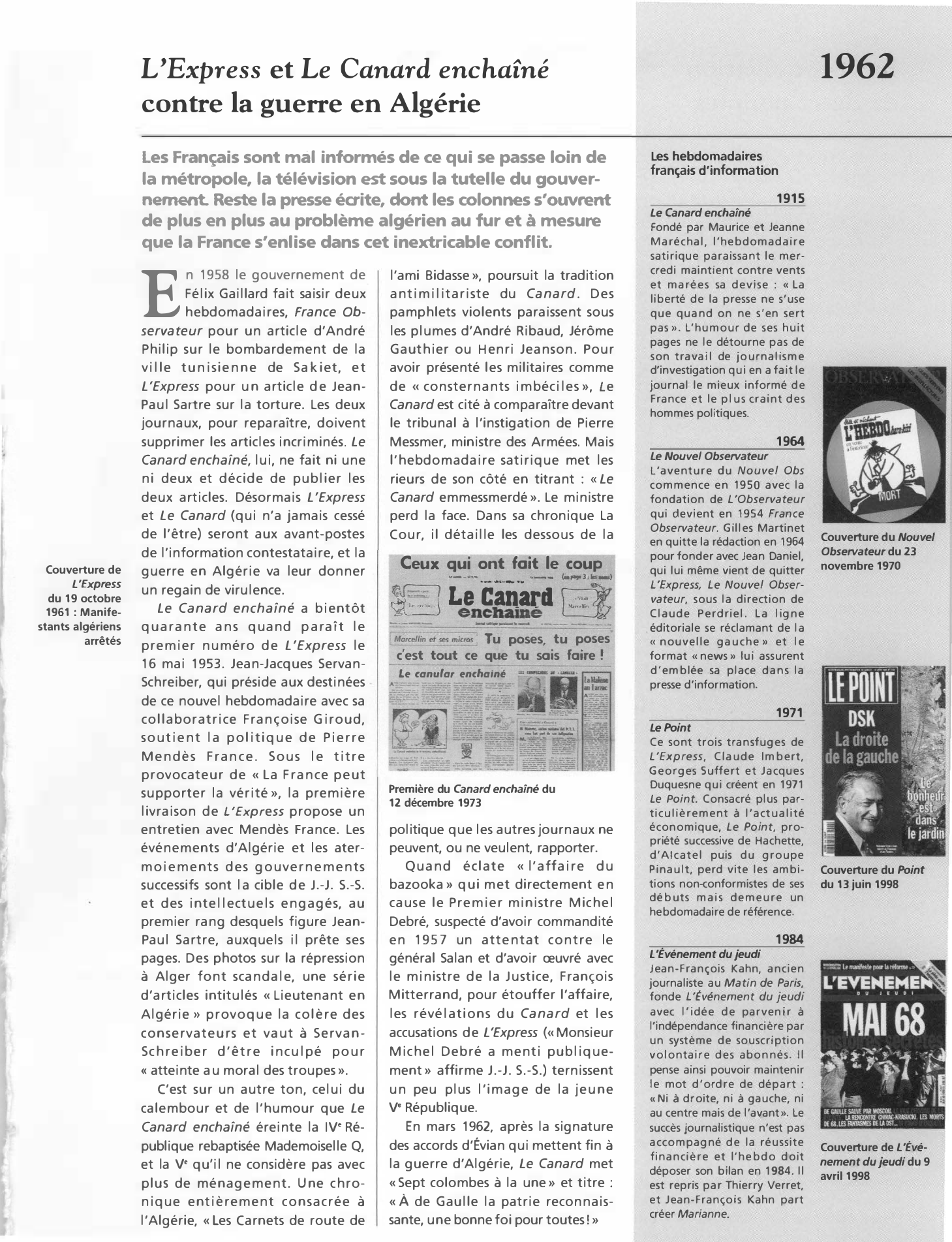 Prévisualisation du document L’Express et Le Canard enchaîné contre la guerre en Algérie