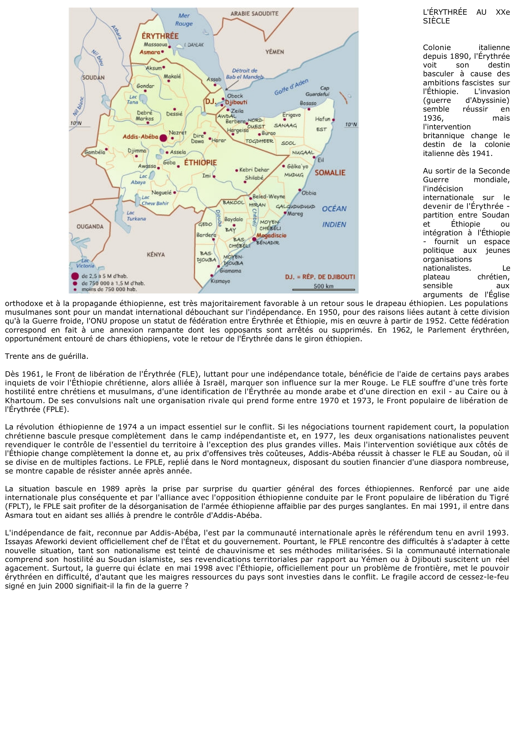 Prévisualisation du document L'histoire et la géographie de l'Erythrée