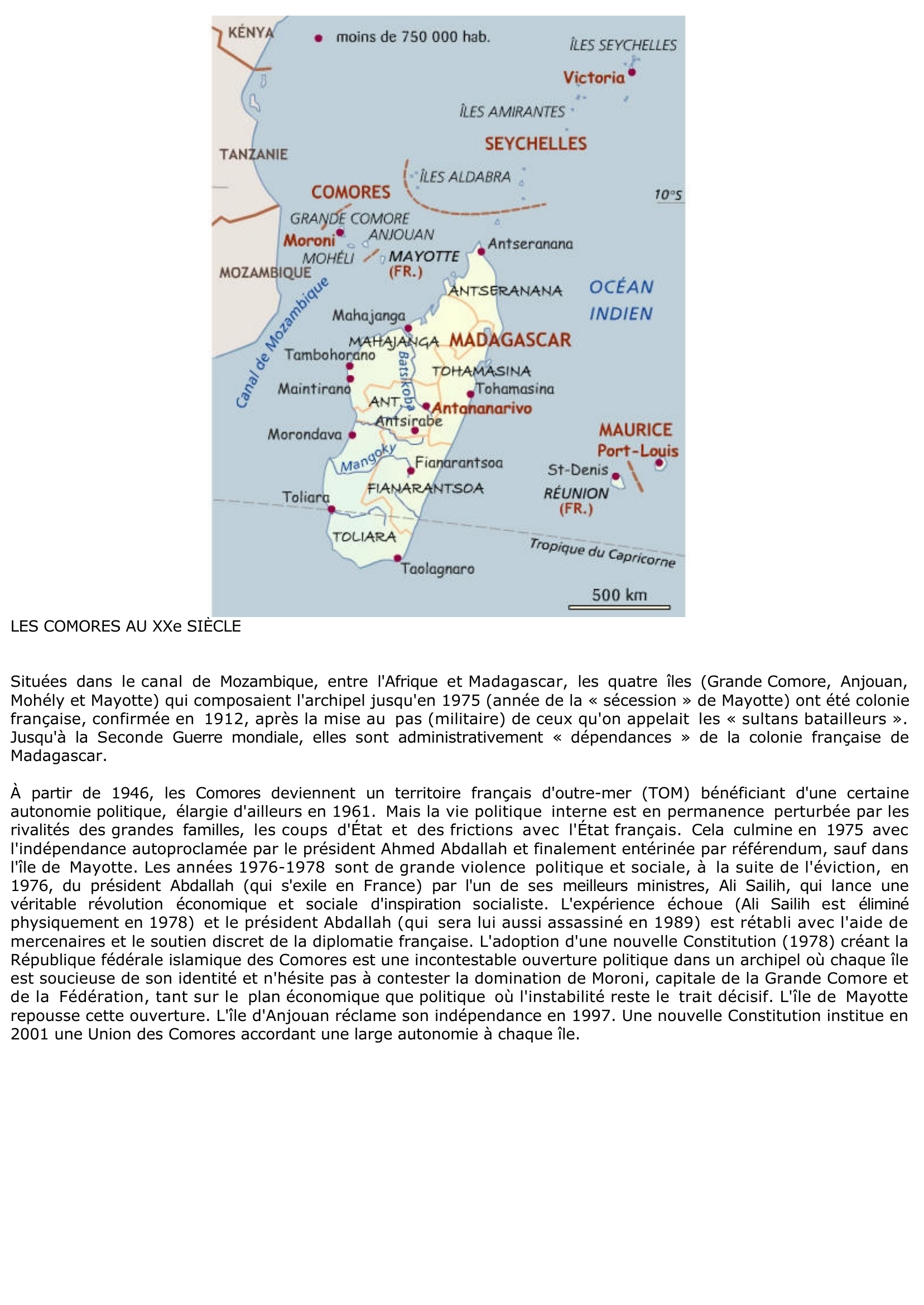 Prévisualisation du document L'histoire et la géographie des Comores