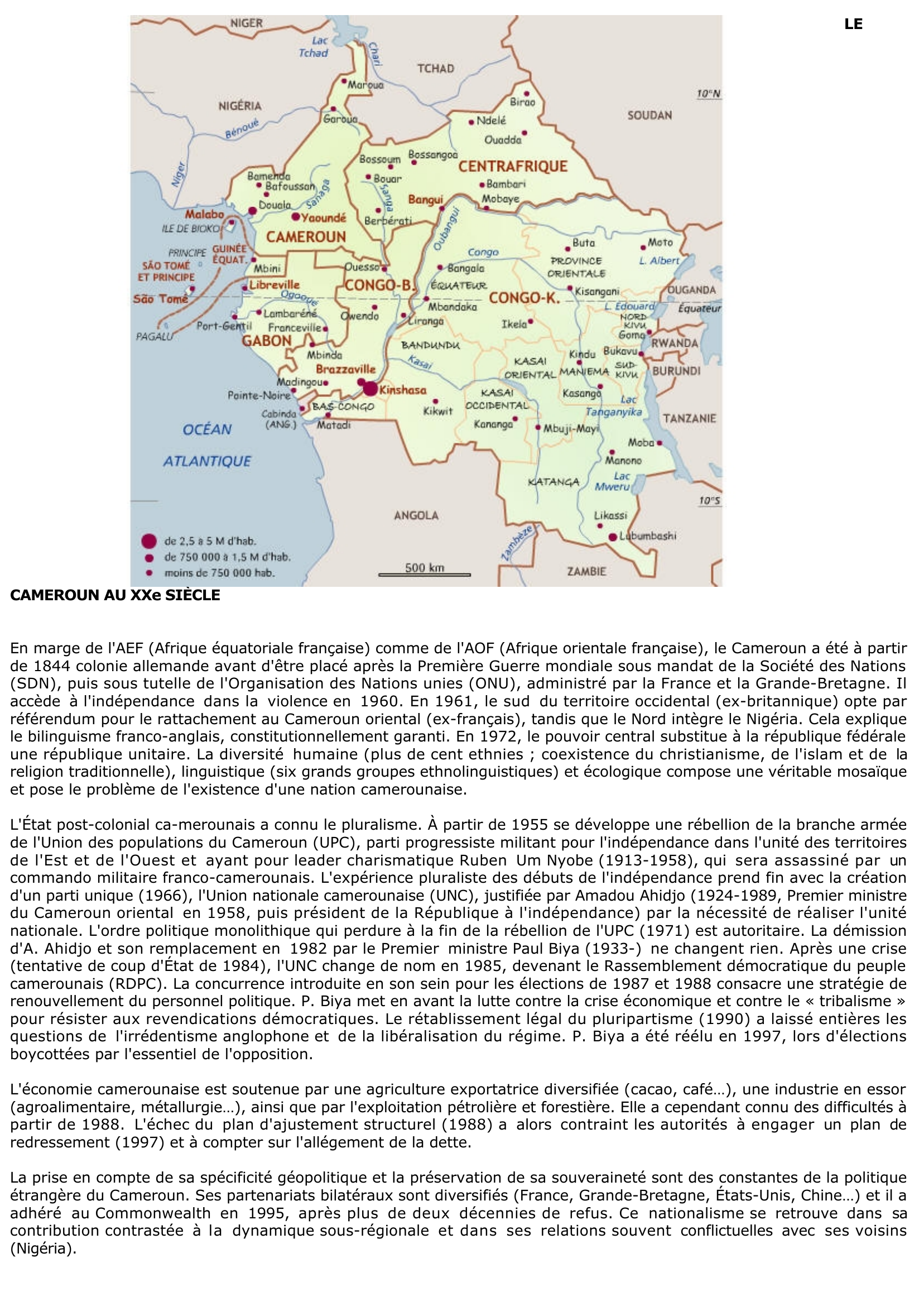 Prévisualisation du document L'histoire et la géographie du Cameroun
