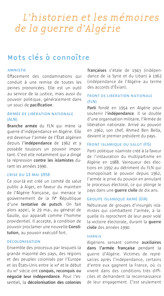 Prévisualisation du document L'historien et les mémoires
de la guerre d'Algérie
Mots clés

à connaître

AMNISTIE
Effacement des condamnations qui
conduit à une...