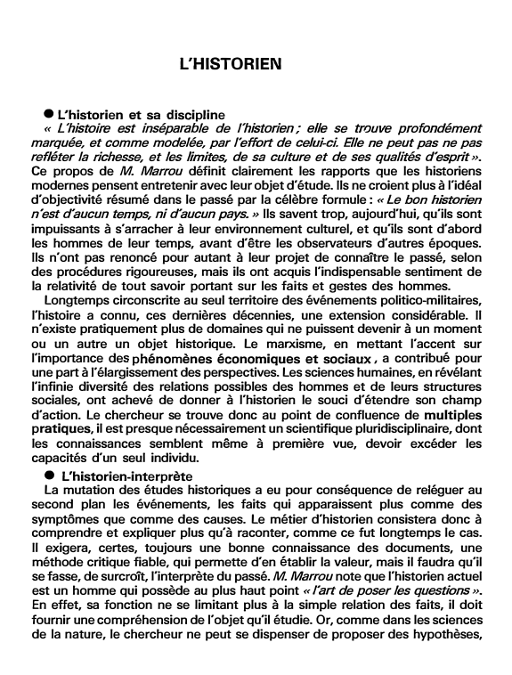 Prévisualisation du document L'HISTORIEN (fiche bac)