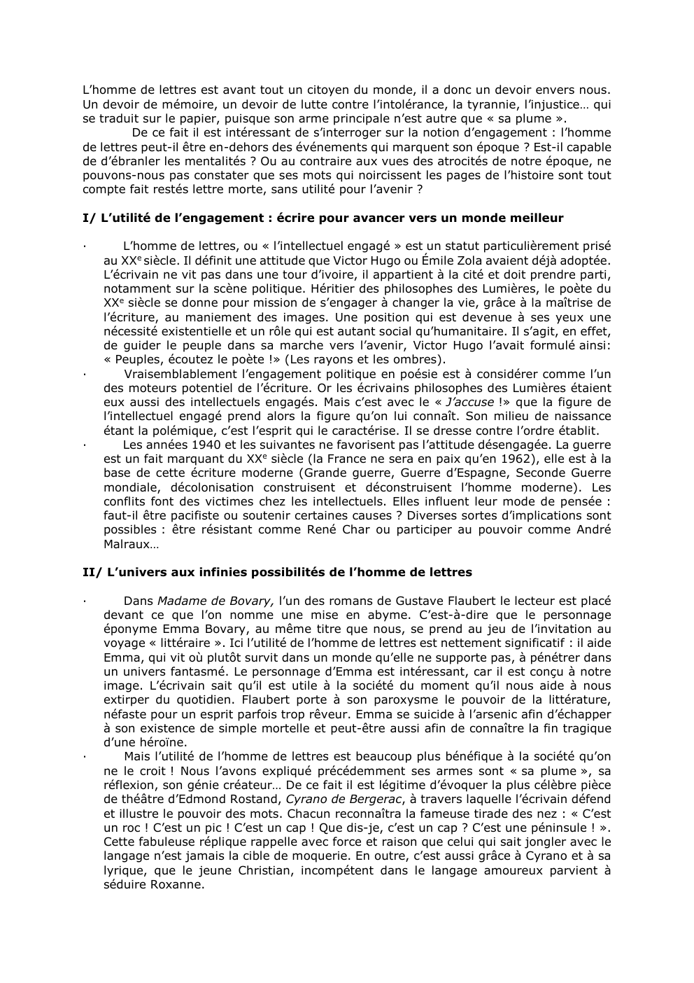 Prévisualisation du document L’homme de lettres est avant tout un citoyen du monde, il a donc un devoir envers nous.
Un devoir de...