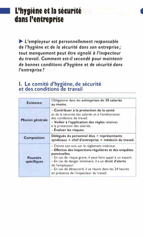 Prévisualisation du document • l'hy9iène et la sécurité
dans l'entreprise
► L'employeur est personnellement responsable
de l'hygiène et de la sécurité dans son...