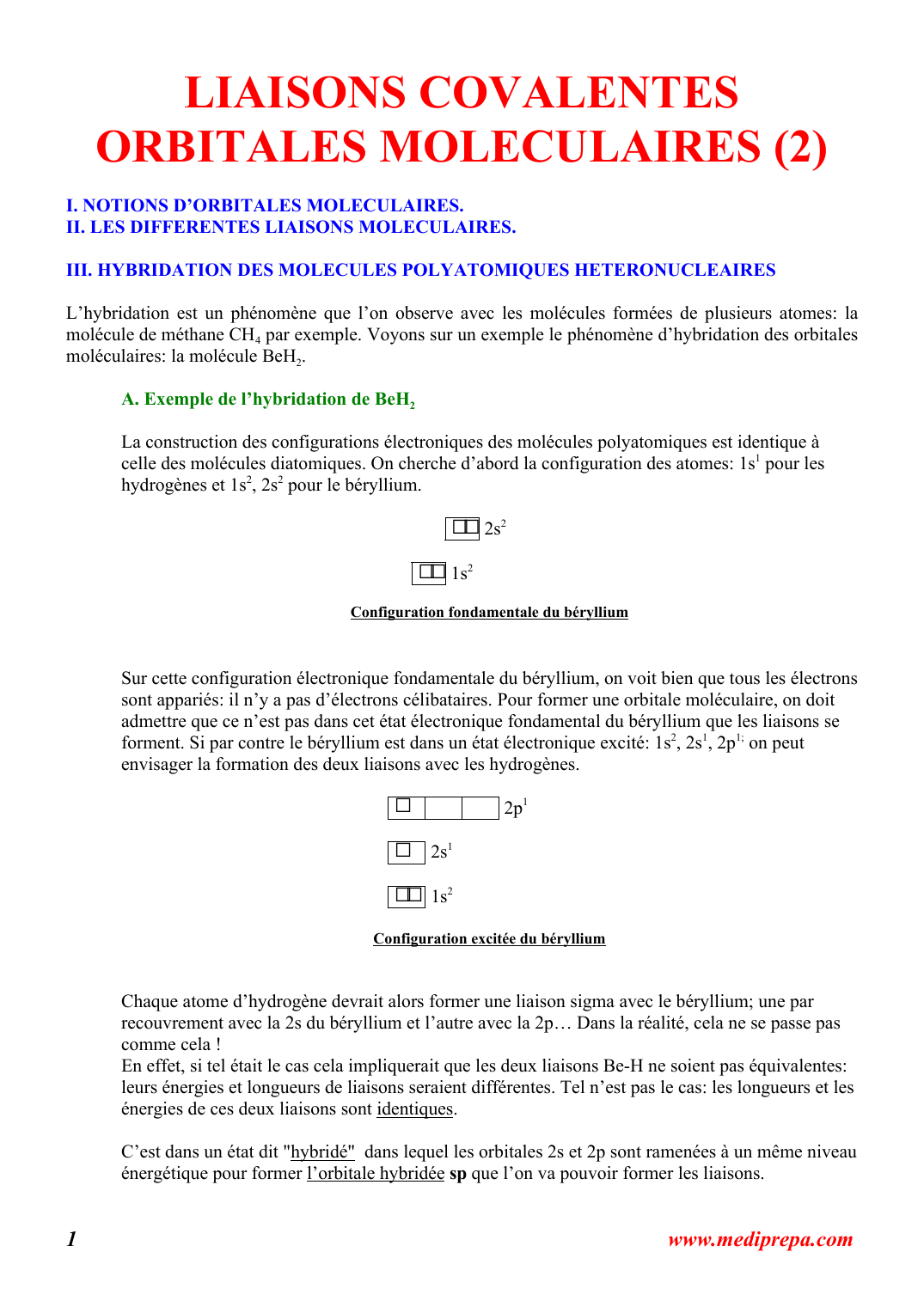 Prévisualisation du document LIAISONS COVALENTESORBITALES MOLECULAIRES (2)I.