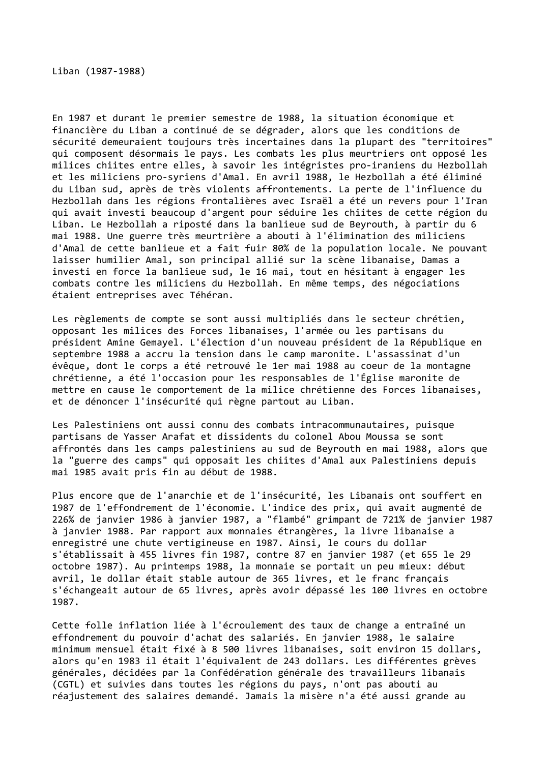 Prévisualisation du document Liban (1987-1988)