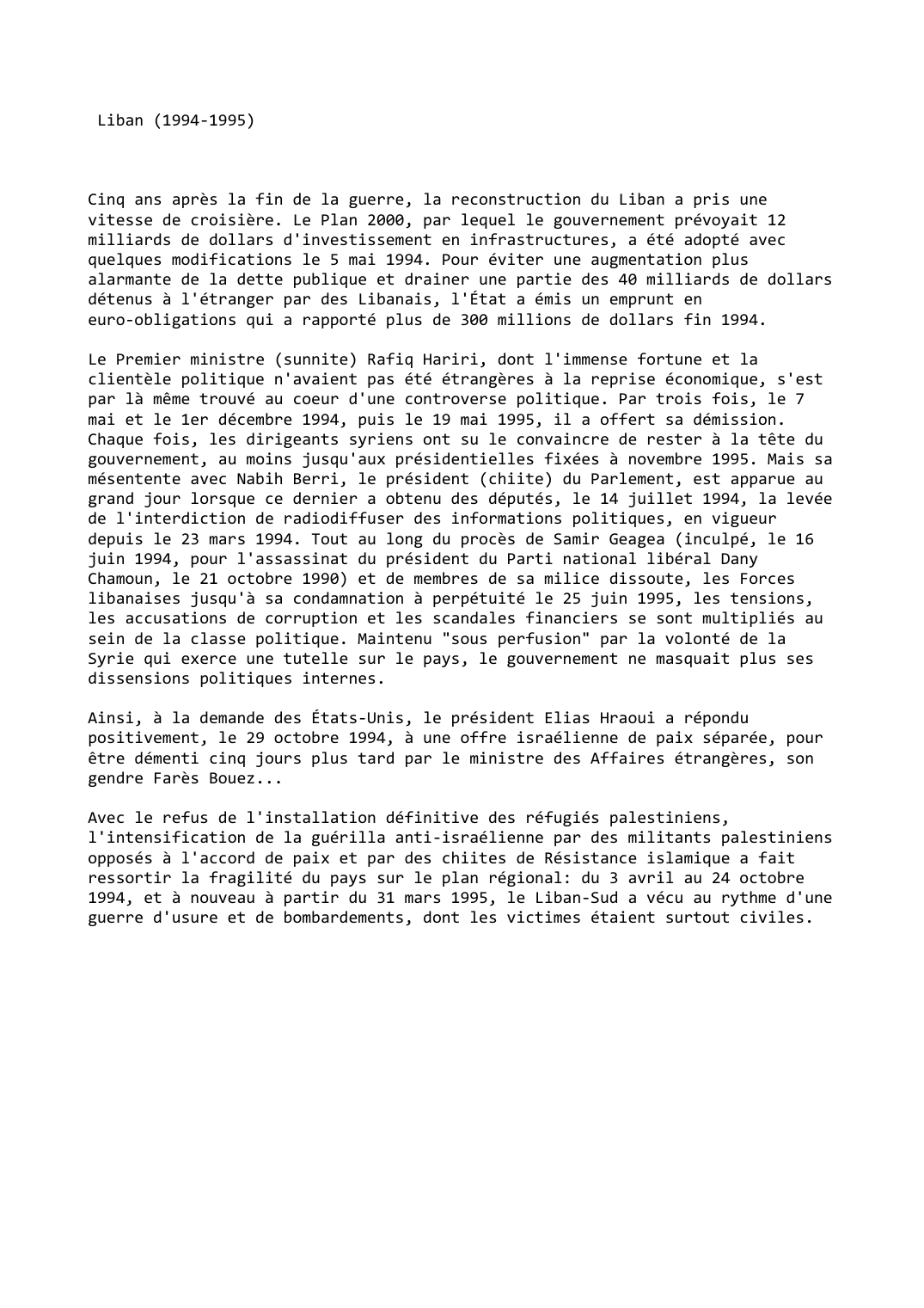 Prévisualisation du document Liban (1994-1995)