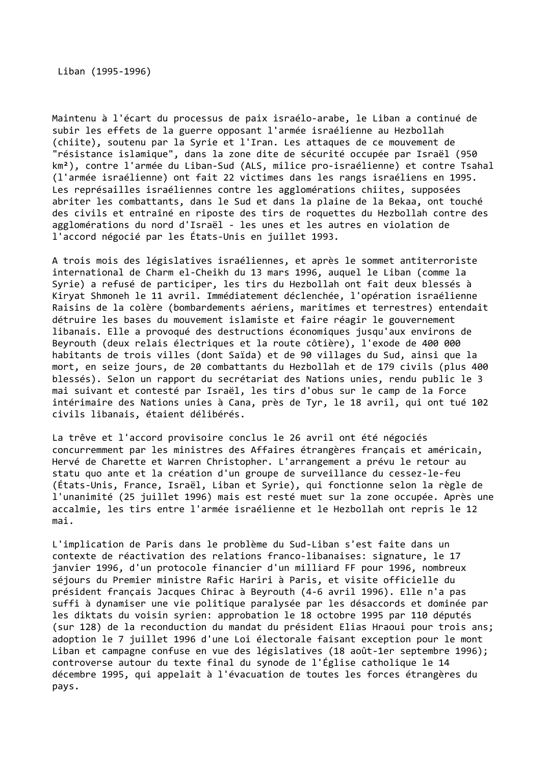 Prévisualisation du document Liban (1995-1996)