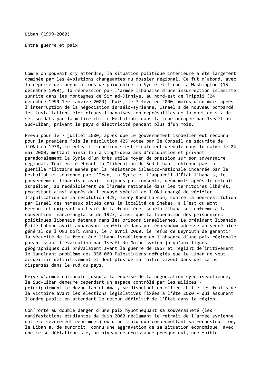 Prévisualisation du document Liban (1999-2000)