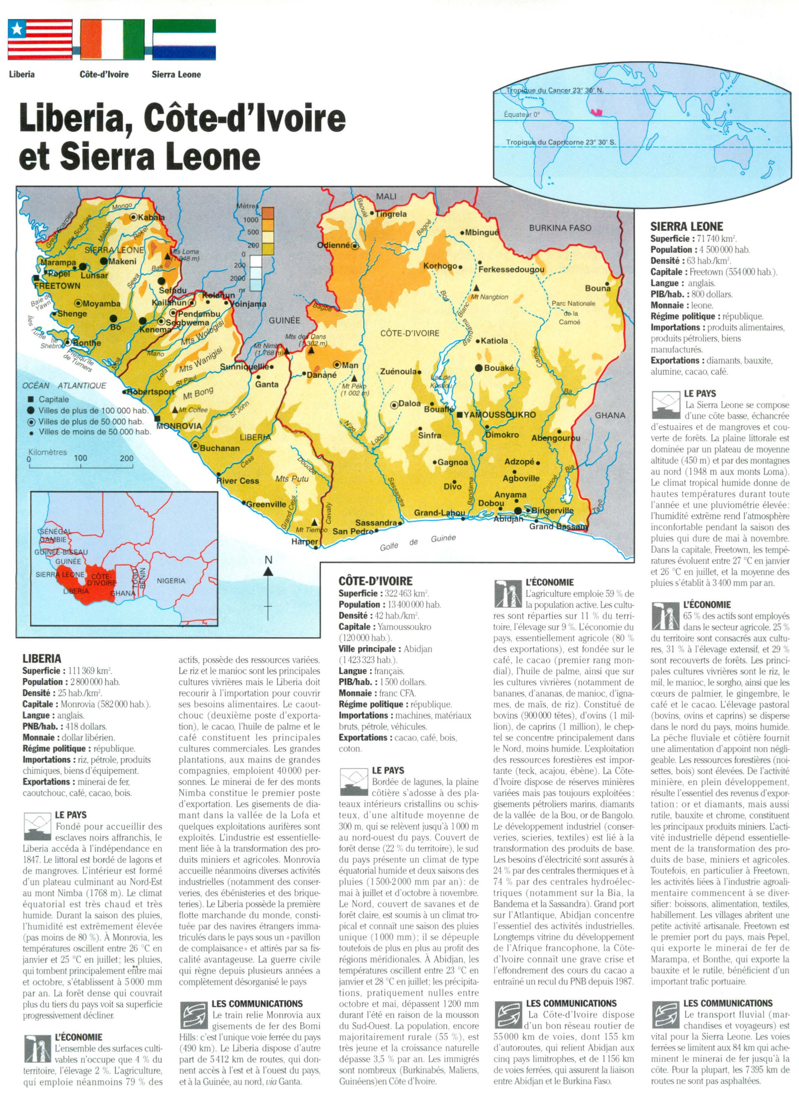 Prévisualisation du document Liberia, Côte-d'Ivoire et Sierra Leone (cartes commentées)