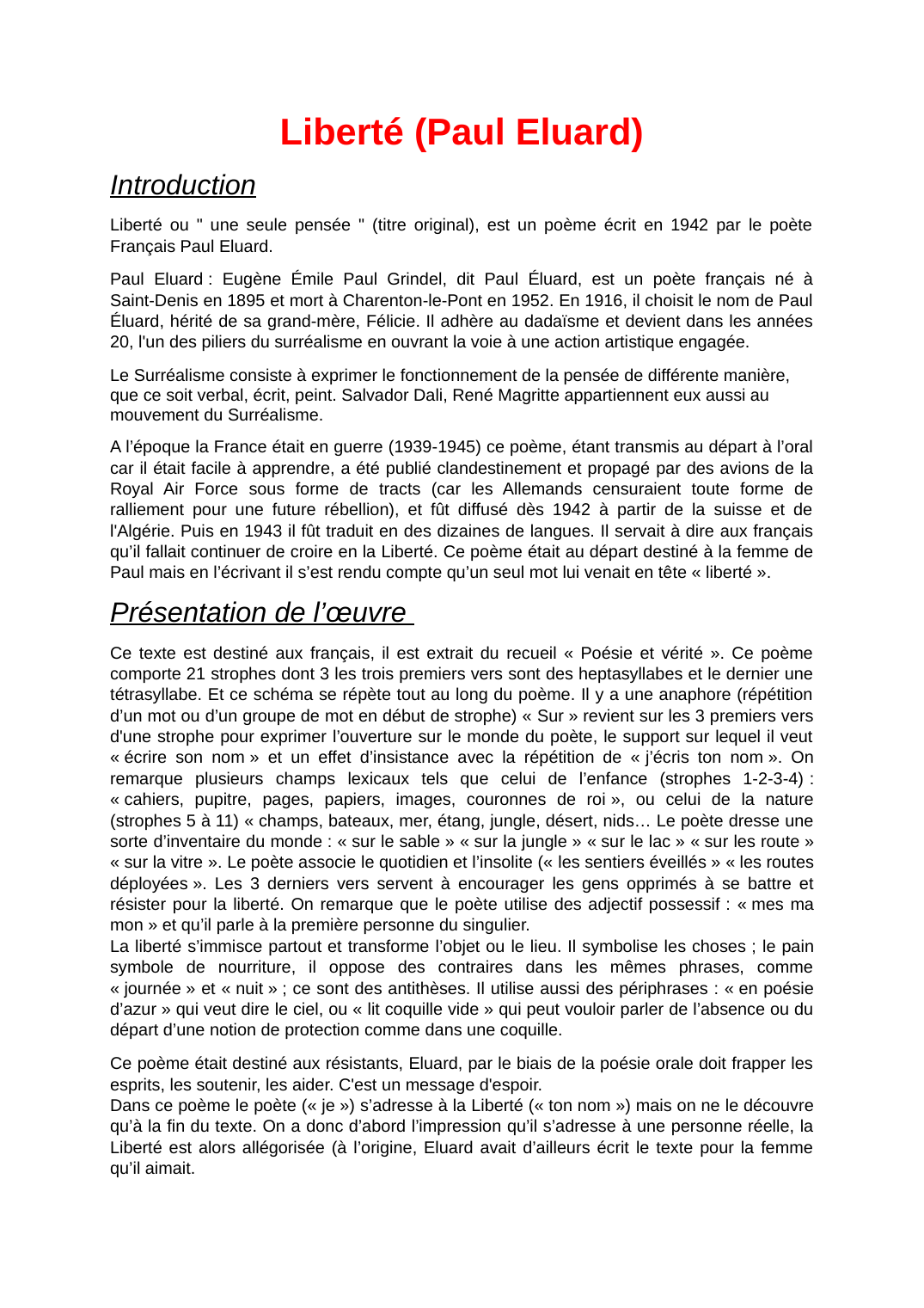 Prévisualisation du document Liberté (Paul Eluard)