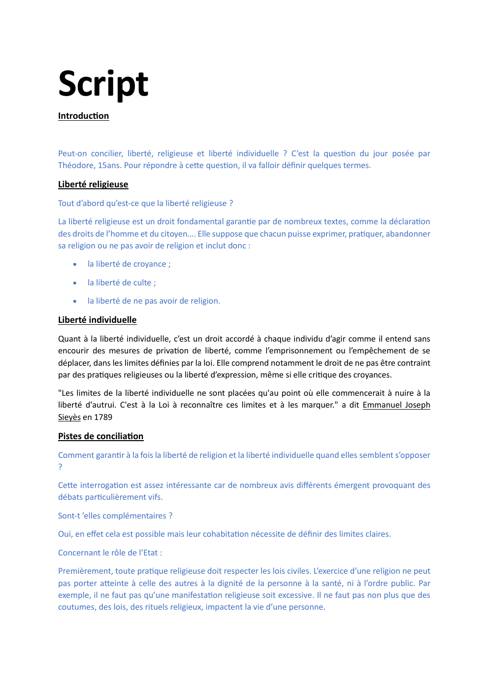 Prévisualisation du document Libertés individuelles et libertés religieuses