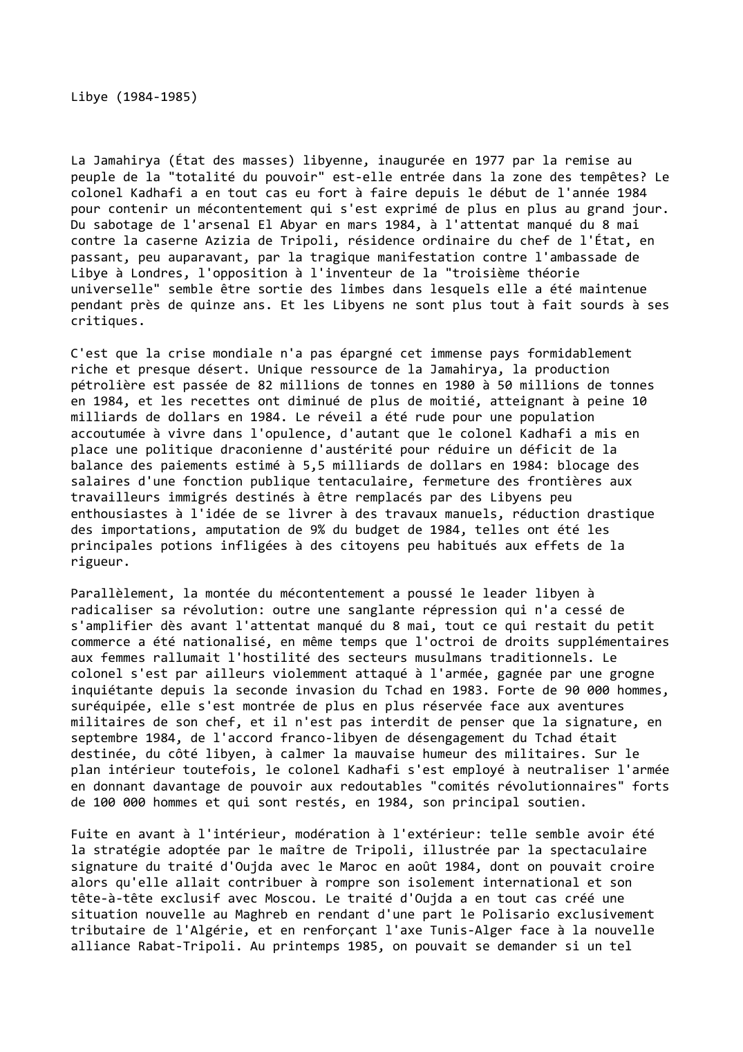 Prévisualisation du document Libye (1984-1985)