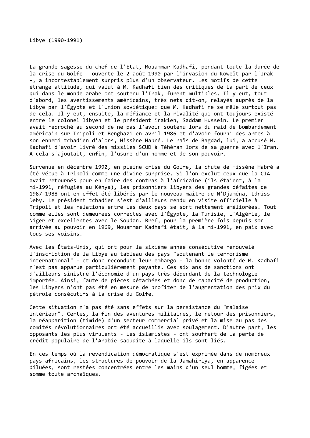 Prévisualisation du document Libye (1990-1991)