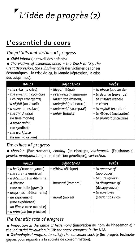 Prévisualisation du document ""L'idée de progrès (2)
L'essentiel du cours
The pitfa/1s and vi ct ims of progress
• Child labour (le travail...