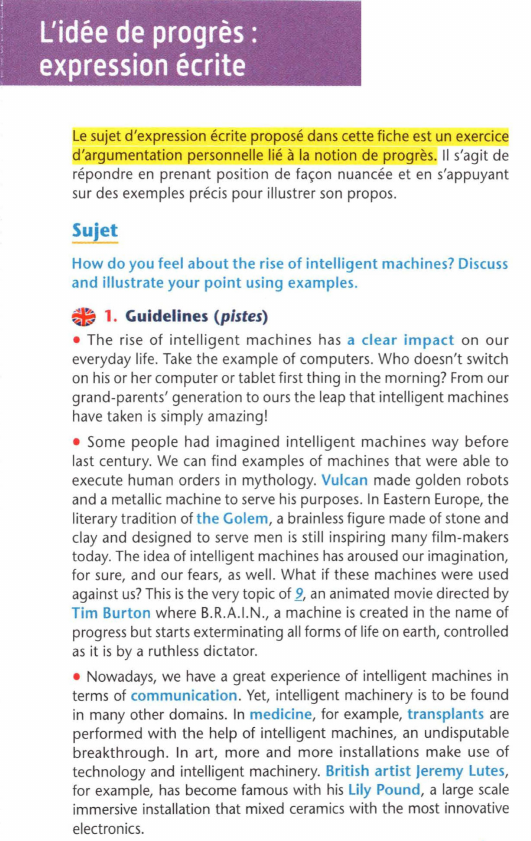 Prévisualisation du document L'idée de progrès : expression écrite (Anglais)