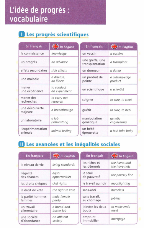 Prévisualisation du document L'idée de progrès :
vocabulaire
0

Les ro rès scientifi ues
En français

1 ©

inEnglish

En français

1 ©...