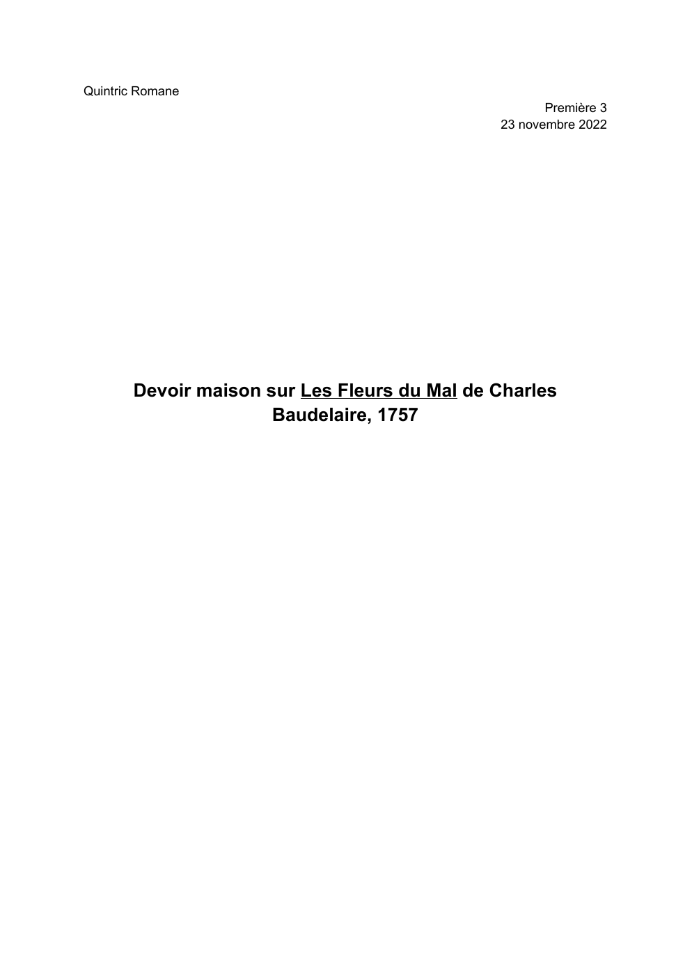 Prévisualisation du document Lien entre les Fleurs du Mal et l’art