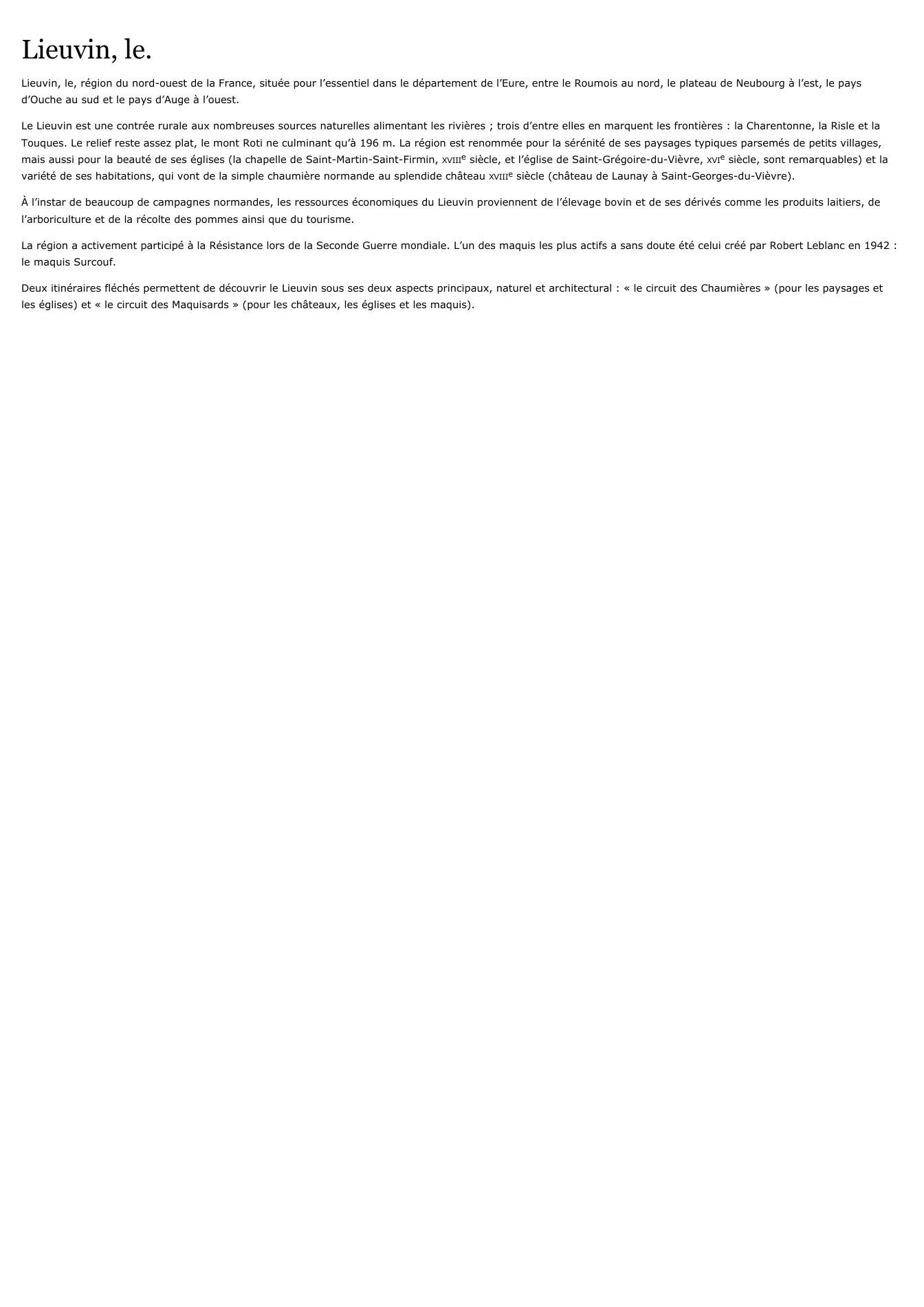 Prévisualisation du document Lieuvin, le.