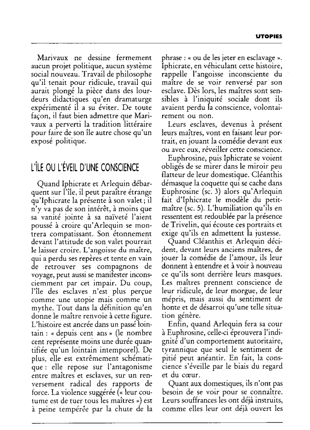 Prévisualisation du document L'ÎLE DES ESCLAVES de Marivaux (résumé et analyse)