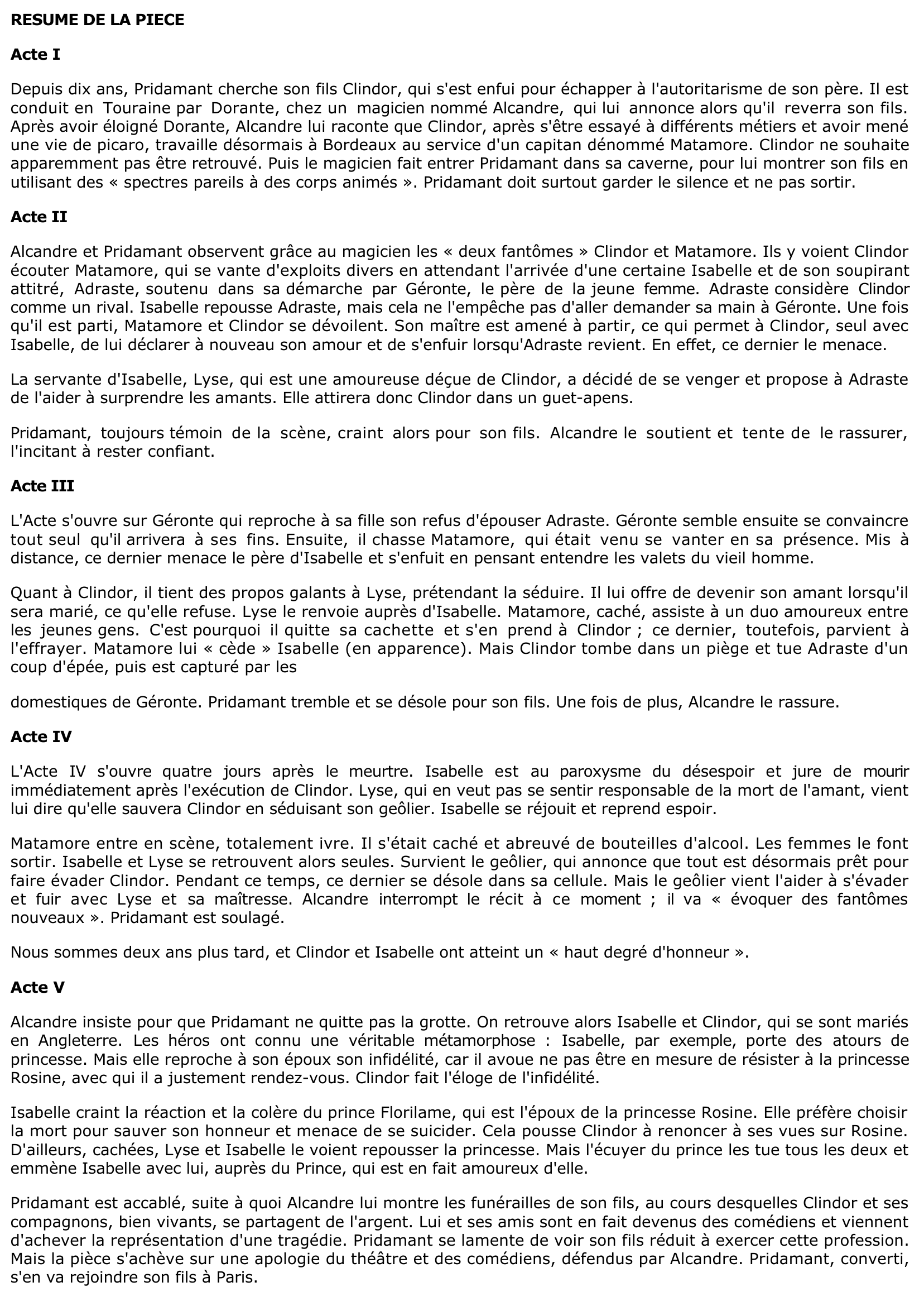 Prévisualisation du document L'Illusion comique de Pierre CORNEILLE (Résumé & Analyse)