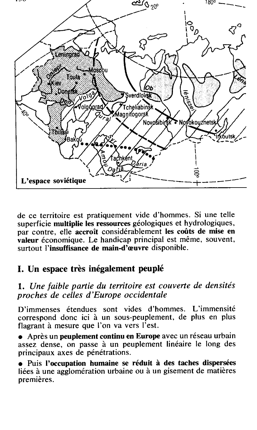Prévisualisation du document L’immensité de l’espace soviétique, ses implications dans la répartition de la population et dans l’économie du pays (1980)