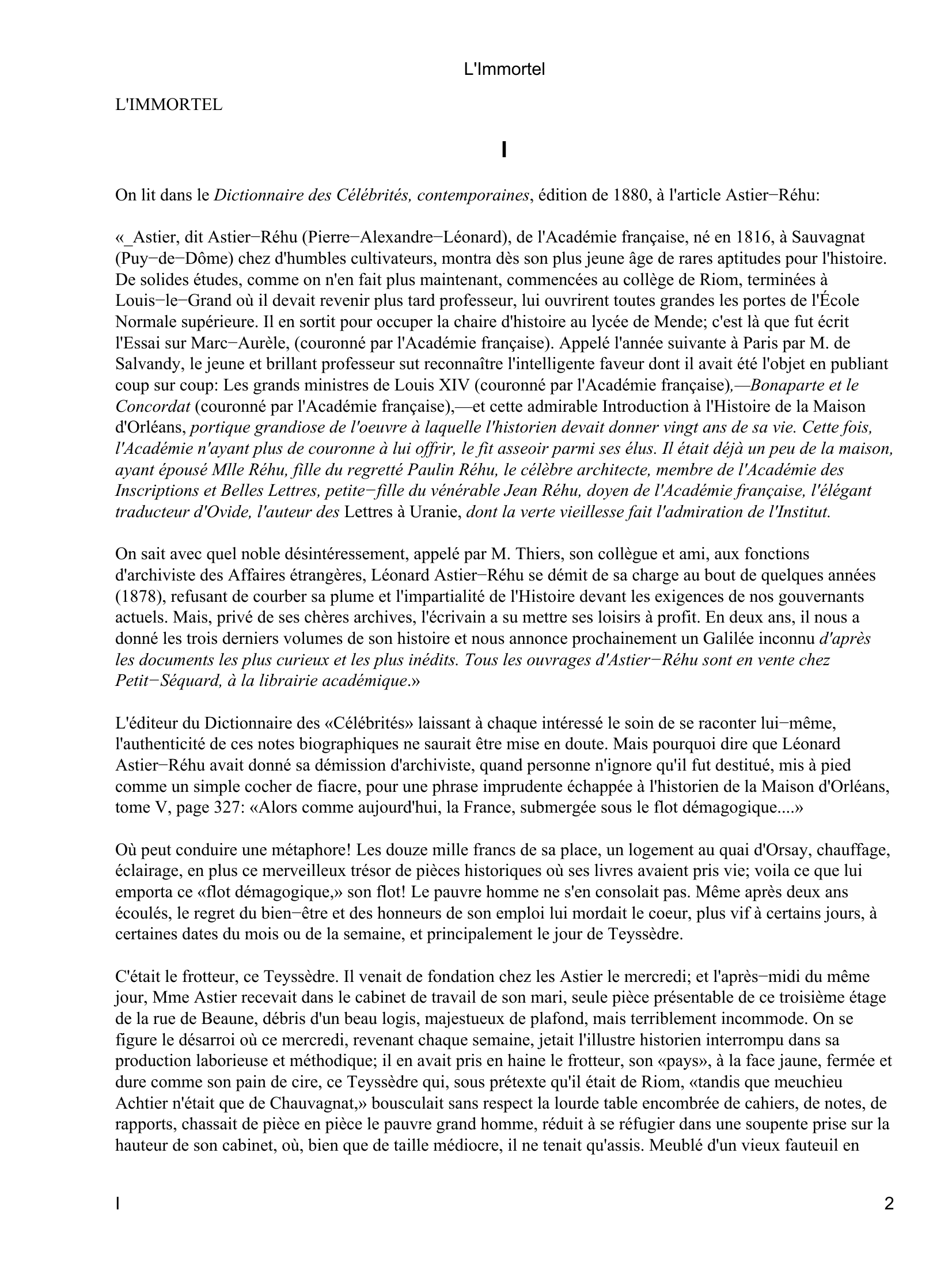 Prévisualisation du document L'Immortel
Alphonse Daudet
This page formatted 2004 Blackmask Online.