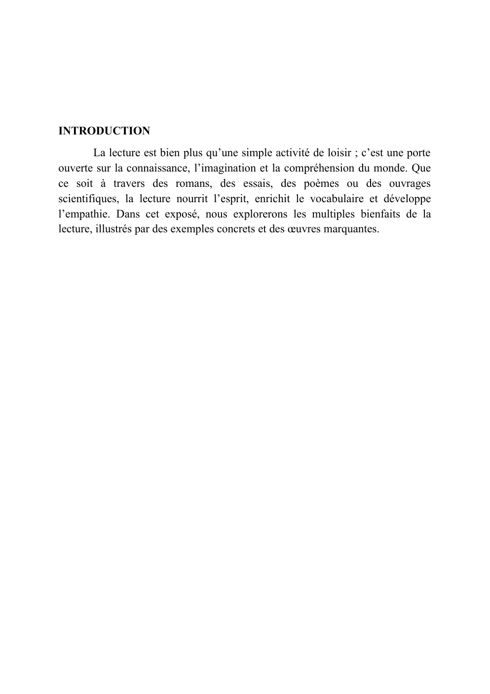 Prévisualisation du document l'importance de la lecture