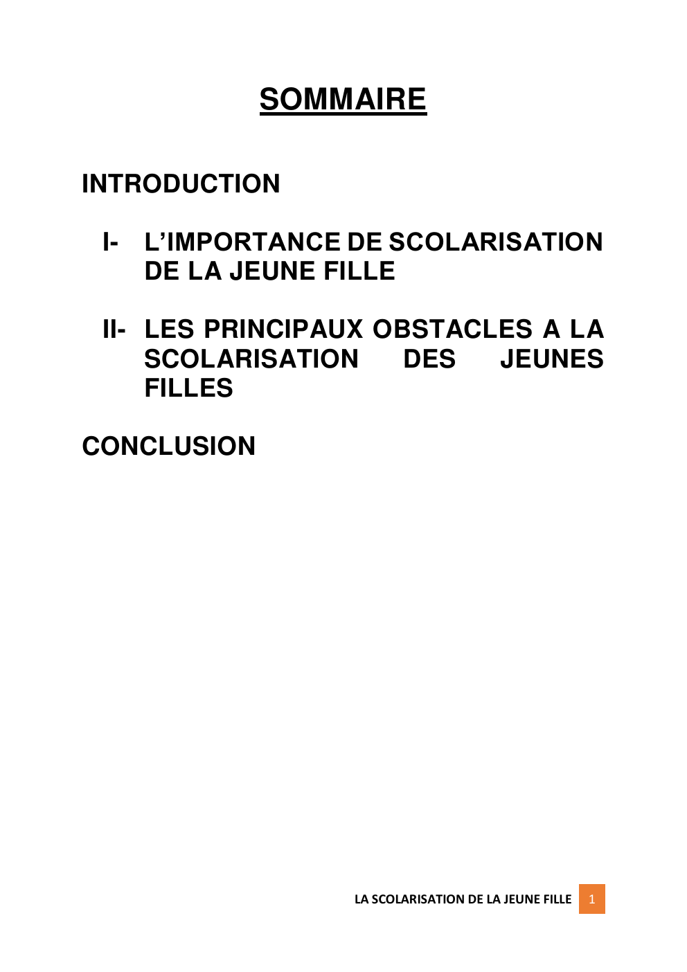 Prévisualisation du document L’IMPORTANCE DE SCOLARISATION DE LA JEUNE FILLE