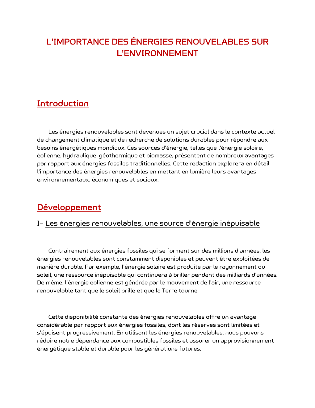 Prévisualisation du document L'importance des énergies renouvelables sur l'environnement