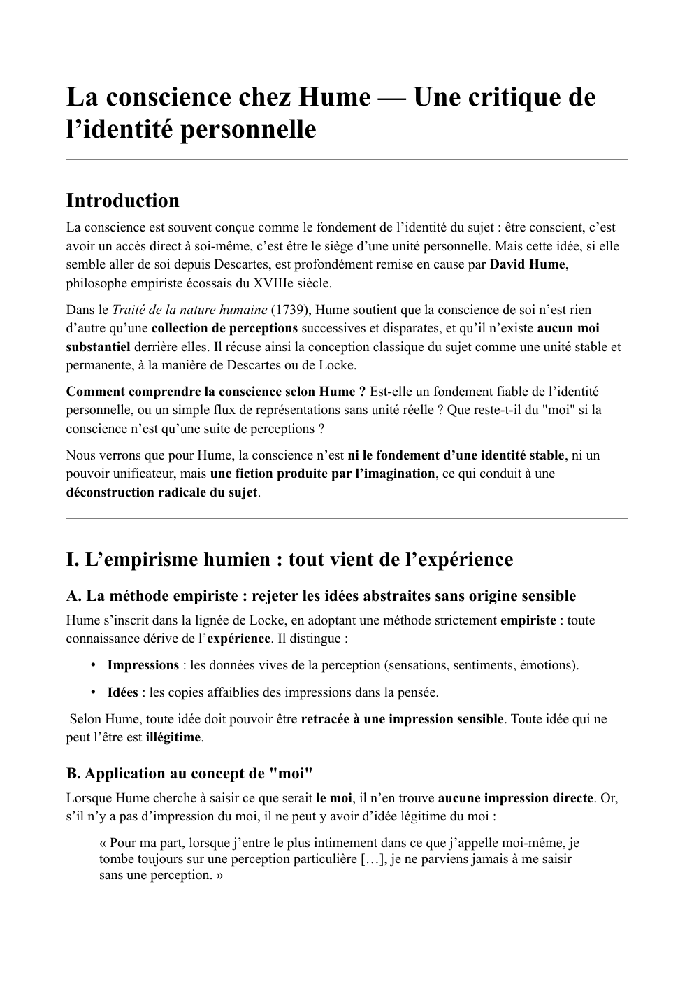 Prévisualisation du document L'inaccessibilité du moi pour hume