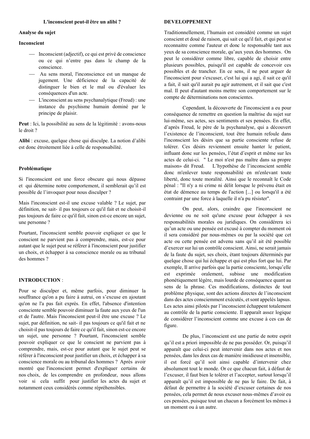 Prévisualisation du document L'inconscience peut-il être un alibi