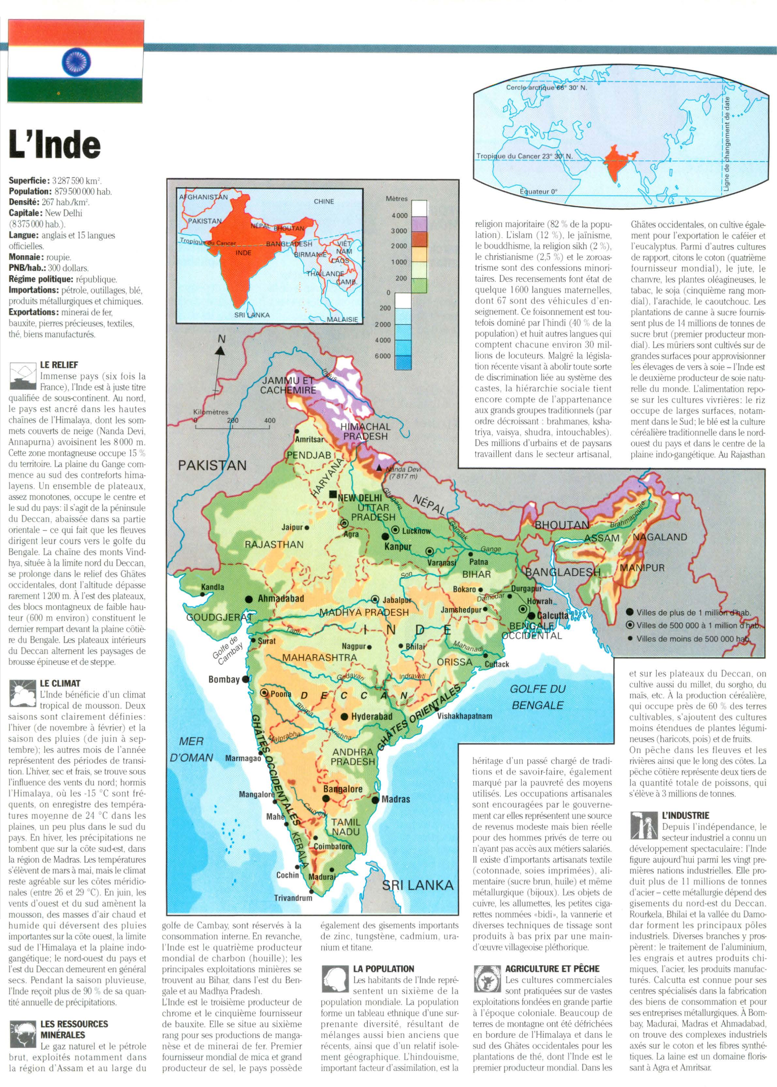 Prévisualisation du document L'Inde (cartes, géographie, industrie, agriculture, exportation, etc.)