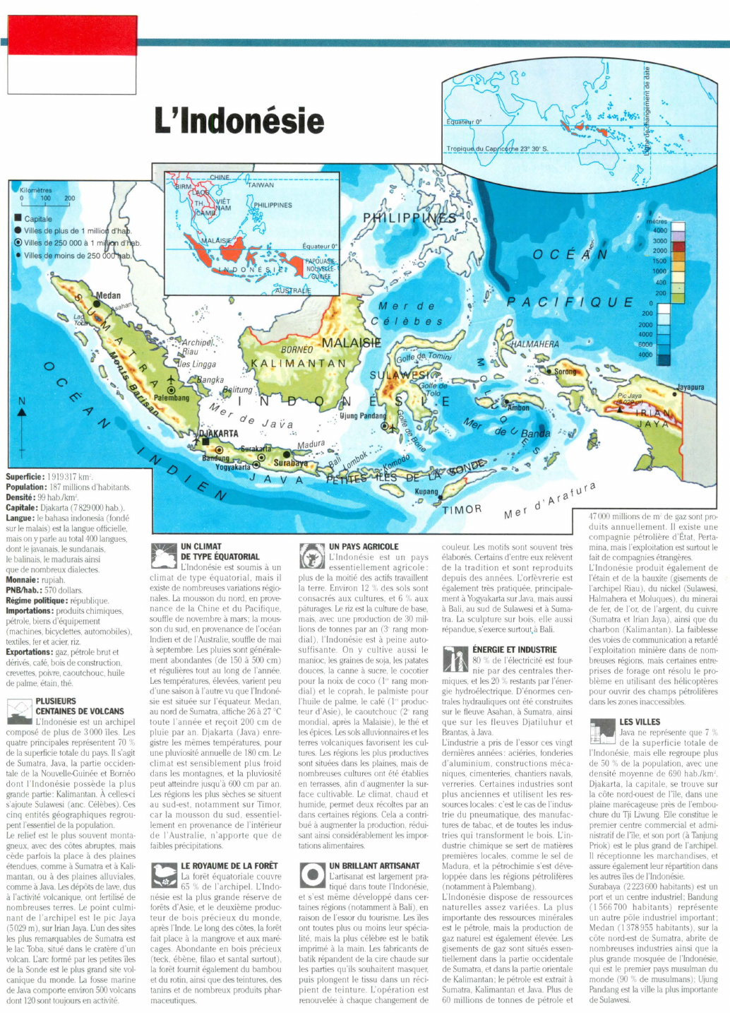 Prévisualisation du document L'Indonésie (cartes, géographie, industrie, agriculture, exportation, etc.)