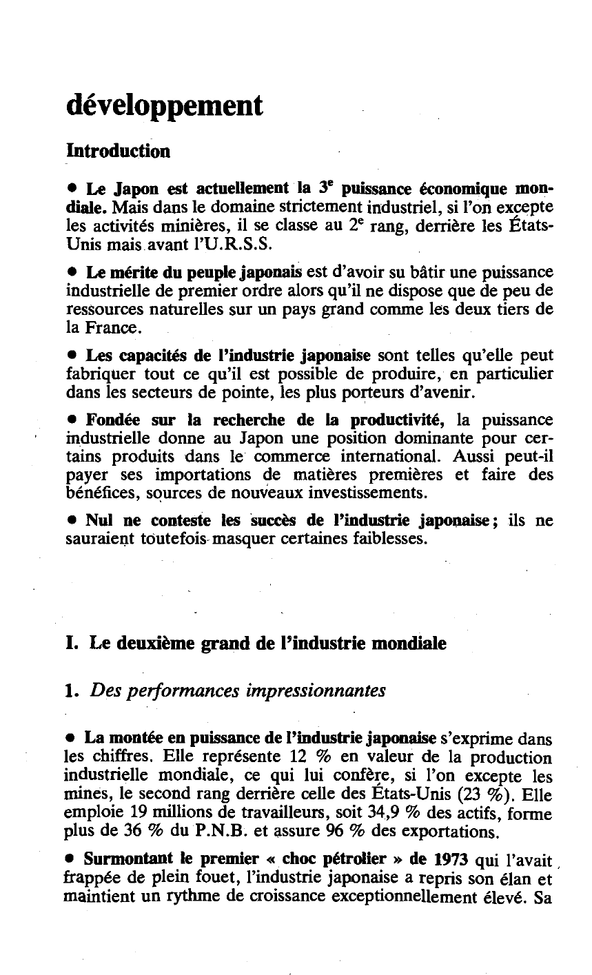 Prévisualisation du document L'INDUSTRIE JAPONAISE EN 1985 (géographie)